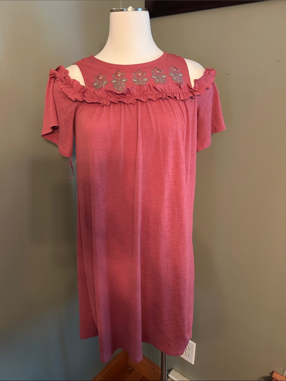 LC Lauren Conrad Rose Cold-Shoulder Ruffle Mini Dress